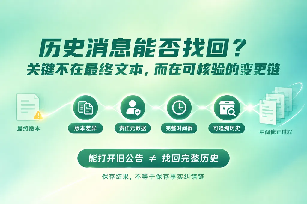 历史消息能找回吗？公告归档、事实纠错与合规证据链的完整治理方案